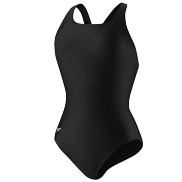 Speedo Black Wide Strap Cross Back One Piece Swimsuit - Picture 1 of 6